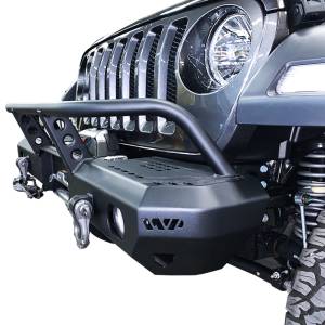 Warrior - Warrior 6538 Winch MOD Series Mid Width Front Bumper with Brush Guard for Jeep Wrangler JL/Gladiator JT 2018-2022 - Black Powder Coat - Image 5