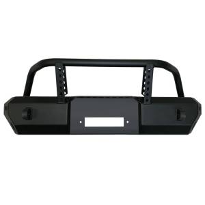 Warrior 6577 Winch MOD Series Stubby Front Bumper with Brush Guard for Jeep Wrangler JK 2007-2018 - Black Powder Coat