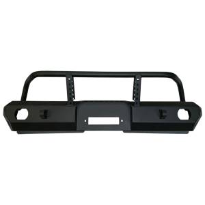 All Bumpers - Warrior - Warrior 6578 Winch MOD Series Mid Width Front Bumper with Brush Guard for Jeep Wrangler JK 2007-2018 - Black Powder Coat