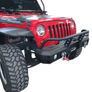 Warrior - Warrior 6578 Winch MOD Series Mid Width Front Bumper with Brush Guard for Jeep Wrangler JK 2007-2018 - Black Powder Coat - Image 3
