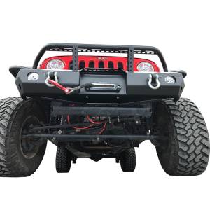 Warrior - Warrior 6578 Winch MOD Series Mid Width Front Bumper with Brush Guard for Jeep Wrangler JK 2007-2018 - Black Powder Coat - Image 5