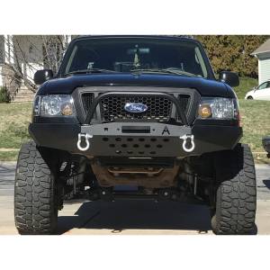 Shop Bumpers By Vehicle - Ford Ranger - Affordable Offroad - Affordable Offroad Elite Modular Plain Winch Front Bumper for Ford Ranger 1998-2011 - Bare Steel