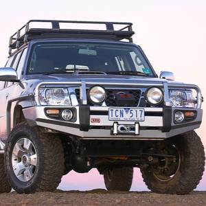 Front Bumpers - ARB 4x4 Accessories - ARB 3217300 Deluxe Front Bumper with Bull Bar for Nissan Patrol Cab Chassis 2007-2021