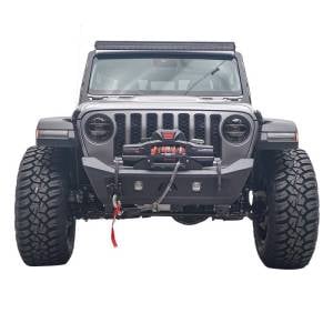 Jeep Bumpers - Fab Fours - Fab Fours - Fab Fours JL18-B4751-1 Stubby Winch Front Bumper for Jeep Gladiator JT 2020-2022