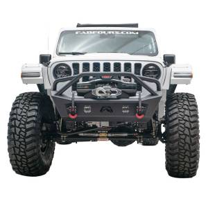 Truck Bumpers - Fab Fours Stubby - Fab Fours - Fab Fours JL18-B4752-1 Stubby Winch Front Bumper with Pre-Runner Guard for Jeep Gladiator JT 2020-2022