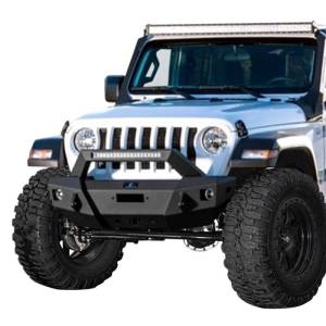 Jeep Bumpers - Jeep Gladiator JT 2020-2022 - Hammerhead Bumpers - Hammerhead 600-56-0757 X-Series Stubby Winch Front Bumper with Pre-Runner Guard and Square Light Holes for Jeep Gladiator JT 2018-2022