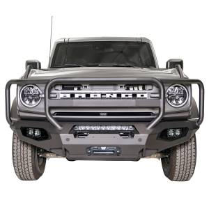 Bumpers by Style - Grille Guard Bumper - Fab Fours - Fab Fours FB21-X5250-1 Matrix Front Bumper with Sensor Holes and Full Guard for Ford Bronco 2021-2022