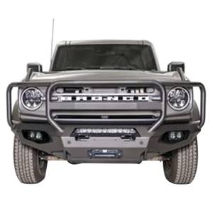 Bumpers by Style - Grille Guard Bumper - Fab Fours - Fab Fours FB21-X5250-B Matrix Front Bumper with Sensor Holes and Full Guard for Ford Bronco 2021-2022 -Bare Steel
