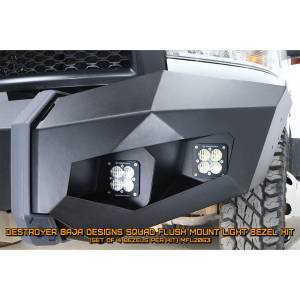 LOD Offroad MFL2063 Front Destroyer Truck Baja Squadron Flush Light Bezel Kit for Chevy Silverado 2500HD/3500 2010-2022 - Black Texture