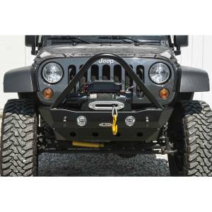 Bumpers By Vehicle - Jeep Wrangler JK - LOD Offroad - LOD Offroad JFB0704 Destroyer Shorty Winch Front Bumper with Stinger Guard for Jeep Wrangler JK 2007-2018 - Bare Steel