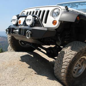 LOD Offroad - LOD Offroad JFB0732 Signature Shorty Winch Front bumper with Bull Bar Tube Guard for Jeep Wrangler JK 2007-2018 - Bare Steel - Image 2