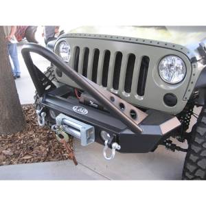 LOD Offroad - LOD Offroad JFB0760 Signature Shorty Winch Front Bumper with Stinger Guard for Jeep Wrangler JK 2007-2018 - Bare Steel - Image 2