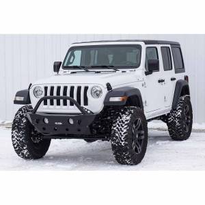 LOD Offroad - LOD Offroad JFB1802 Destroyer Shorty Winch Front Bumper with Bull Bar Guard for Jeep Wrangler JL/Gladiator JT 2018-2022 - Bare Steel - Image 2