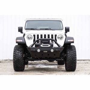LOD Offroad - LOD Offroad JFB1802 Destroyer Shorty Winch Front Bumper with Bull Bar Guard for Jeep Wrangler JL/Gladiator JT 2018-2022 - Bare Steel - Image 3