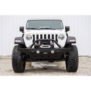 LOD Offroad - LOD Offroad JFB1812 Destroyer Mid Width Winch Front Bumper with Bull Bar Guard for Jeep Wrangler JL/Gladiator JT 2018-2022 - Bare Steel - Image 2