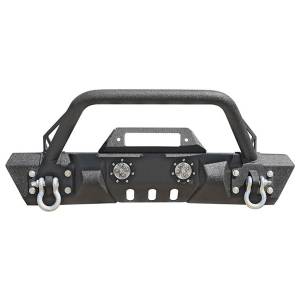 DV8 Offroad FBSHTB-11 Mid Length Winch Front Bumper with LED Light Holes for Jeep Wrangler JK 2007-2018