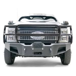 Front Winch Bumper with Full Grille Guard - Ford - Fab Fours - Fab Fours FS17-A4260-1 New Premium Front Winch Bumper with Full Guard for Ford F-450/F-550 2017-2022