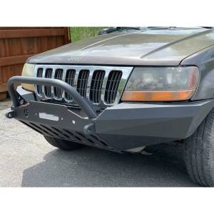 Affordable Offroad - Affordable Offroad WJplainwinch-B Elite Modular Winch Front Bumper for Jeep Grand Cherokee WJ 1999-2004 - Black Powder Coat - Image 3