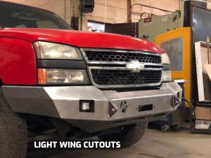 Affordable Offroad - Affordable Offroad Chevy1500FrontNW Modular Non-Winch Front Bumper with Light Cutouts and Lights for Chevy Silverado 1500 2003-2006 - Bare Steel