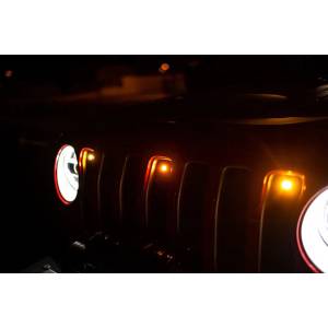 DV8 Offroad - DV8 Offroad GRJL-02 Amber Grille Lights for Jeep 2018-2022 - Texture Black - Image 7