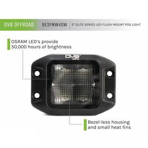 DV8 Offroad - DV8 Offroad BE3FMW40W 3" Elite Series LED Pod Light - Black - Image 8