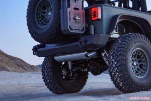 Expedition One - Expedition One JK-CCS-RB-SQ-STC-PC Classic Core Series Rear Bumper with Smooth Motion Tire Carrier and Square Light for Jeep Wrangler JK 2007-2018 - Textured Black Powder Coat - Image 3