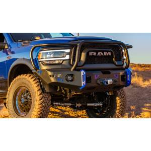 Expedition One RAM25/35-19+FB-BB-BARE RangeMax Ultra HD Front Bumper with Wraparound Bull Bar Hoop for Dodge Ram 2500/3500 2019-2023 - Bare Steel