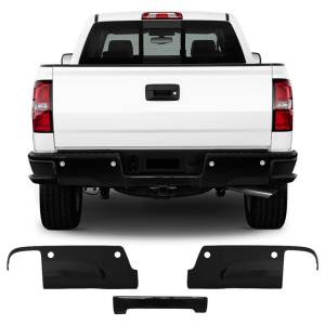 BumperShellz - BumperShellz BK3001 Rear Bumper Covers for Chevy and GMC Silverado and Sierra 1500/2500HD/3500 2014-2018 - Gloss Black - Image 2