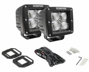 Bumper Superstore Bargain Bin | Clearance Sale - Scorpion Extreme Products - Scorpion KU09142BK Alpha Flood Beam LED Lights with Surface & Flush Mount Kit - Pair