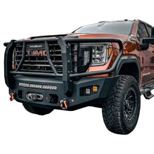 Bumpers by Style - Grille Guard Bumper - Chassis Unlimited - Chassis Unlimited CUB980572BG Attitude Series Winch Front Bumper with Sensor Cutouts and Grille Guard for GMC Sierra 2500HD/3500 2020-2023