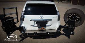 Expedition One - Expedition One LX46-10+RB-DSTC-PC Rear Bumper with Dual Swing Out Tire Carrier for Lexus GX 460 2010-2023 - Textured Black Powder Coat - Image 2