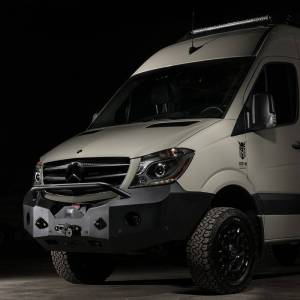 Expedition One SPR-14-18-FB-BB-BARE Front Bumper with Wraparound Bull Bar Hoop for Mercedes-Benz Sprinter 2014-2018 - Bare Steel