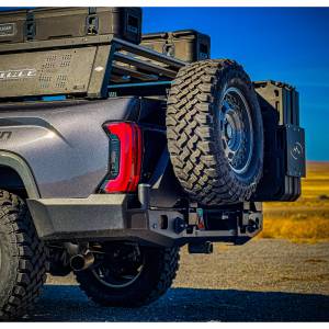 Expedition One - Expedition One TT22+RB-DSTC-BARE Rear Bumper with Dual Swing Tire Carrier for Toyota Tundra 2022-2024 - Bare Metal - Image 2