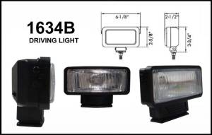 Exterior Accessories - Eagle Eye Lights - Eagle Eye Lights 1634B 6 1/8" Black Resin 12V 55W Driving Rectangular Halogen Auxiliary Light with HI-Impact Flip Cover 320A Wiring Set