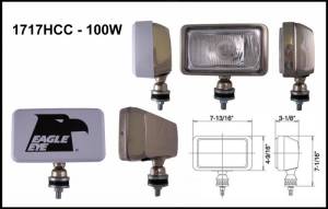 Eagle Eye Lights 1717HCC 7 13/16" Chrome 12V 100W Driving Clear Rectangular Halogen Off Road Light with ABS Cover Each