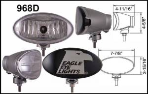 Eagle Eye Lights - Eagle Eye Lights 968D Silver 8" Aluminum DieCast 12V 100W Superwhite Driving Clear Oval Halogen Off Road Light with ABS Cover Set