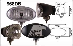 Eagle Eye Lights - Eagle Eye Lights 968DB Black 8" Aluminum DieCast 12V 100W Superwhite Driving Clear Oval Halogen Off Road Light with ABS Cover Set