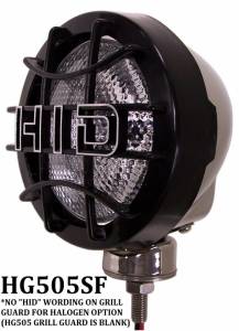 Eagle Eye Lights HG505SF 4 31/32" Stainless Steel 12V 100W Superwhite Flood Clear Round Halogen Off Road Light with Grille Guard Each